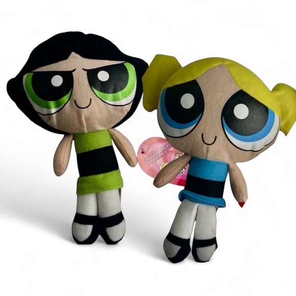 Powerpuff Girls Plush Dolls Buttercup & Bubbles  Kellytoy Cartoon Network - Picture 1 of 6